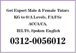 Best Male/Female Private Home Tutors available. At your Homes in Rwp