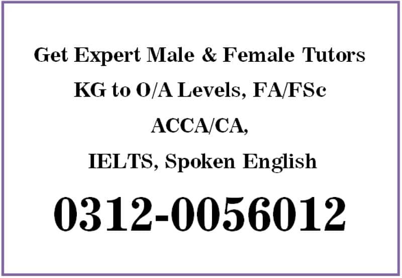 Best Male/Female Private Home Tutors available. At your Homes in Rwp 0