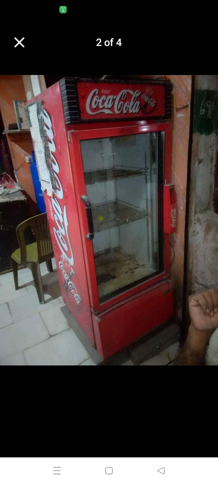 Coke Fridge & Empty Bottles Crate. 1