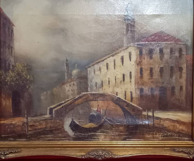 Vintage Oil Painting On Canvas By I. Costello 3