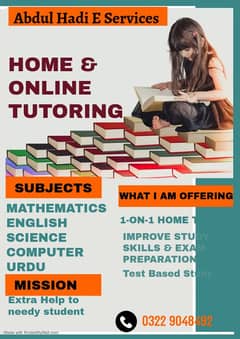 Online Home Tuition classes from 1-10 all subject, online Home Tutor