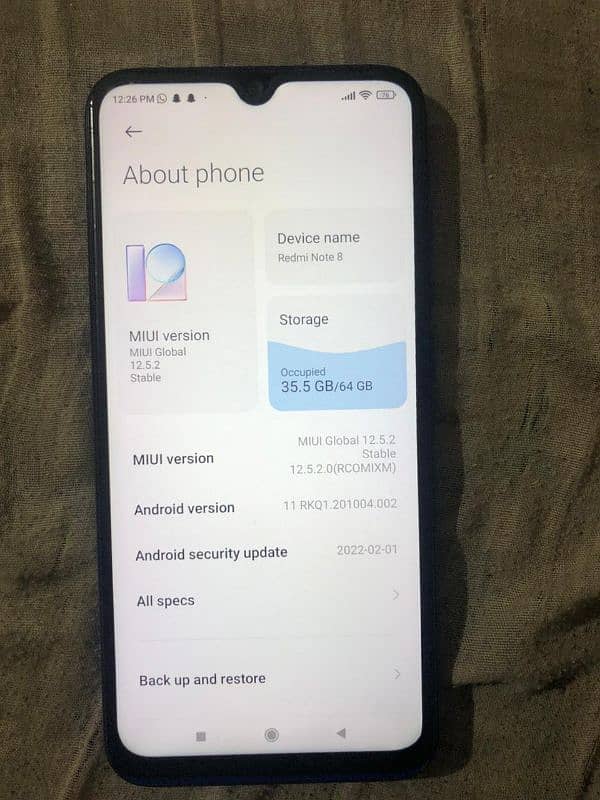 Redmi note 8 10y10 condition ha all ok ha exchange possible ha 2