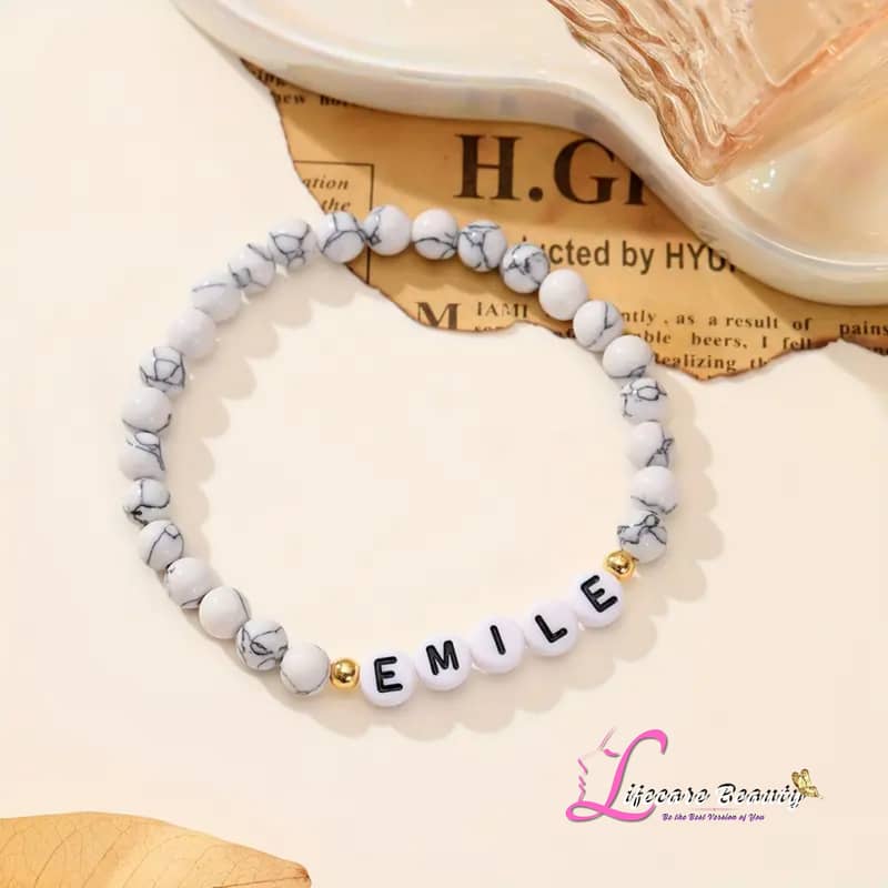 Personalized Natural Stone Bracelet - Custom Name Beads - Perfect Gift 4