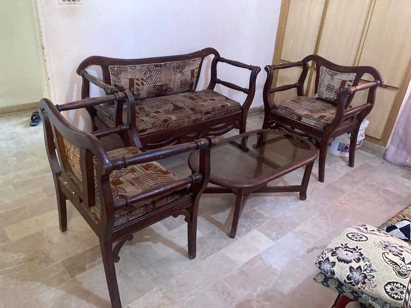 4 seater sofa set with Center table pure sheesham wood 0