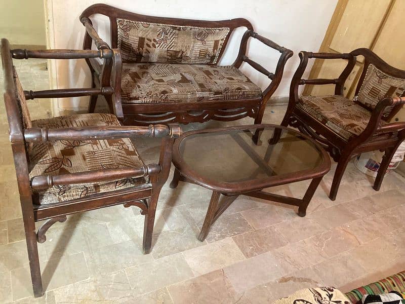 4 seater sofa set with Center table pure sheesham wood 1