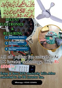 Old ceiling fan convert to Ac DC fan only Rs 4500.