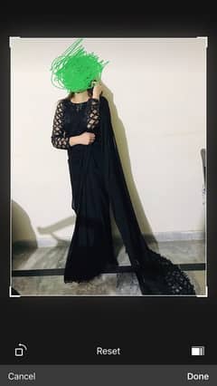 black saree full back with beautiful blouse only one time wear