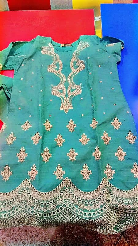 2 Pc Embroidered Cut Work Suit 1