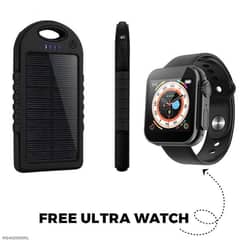 10,000mah Solar Power Bank With Free Ultra smart Watch.