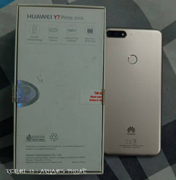 Huawei Y7 prime is in good condition. 1