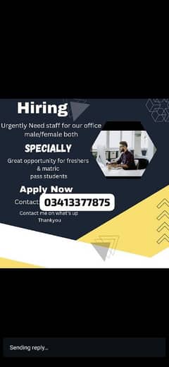 we are hiring male and female