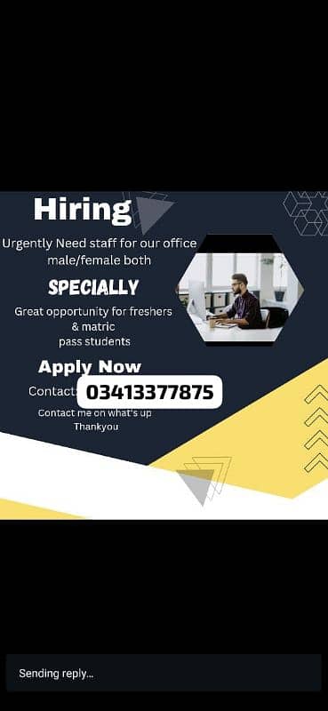 we are hiring male and female 0