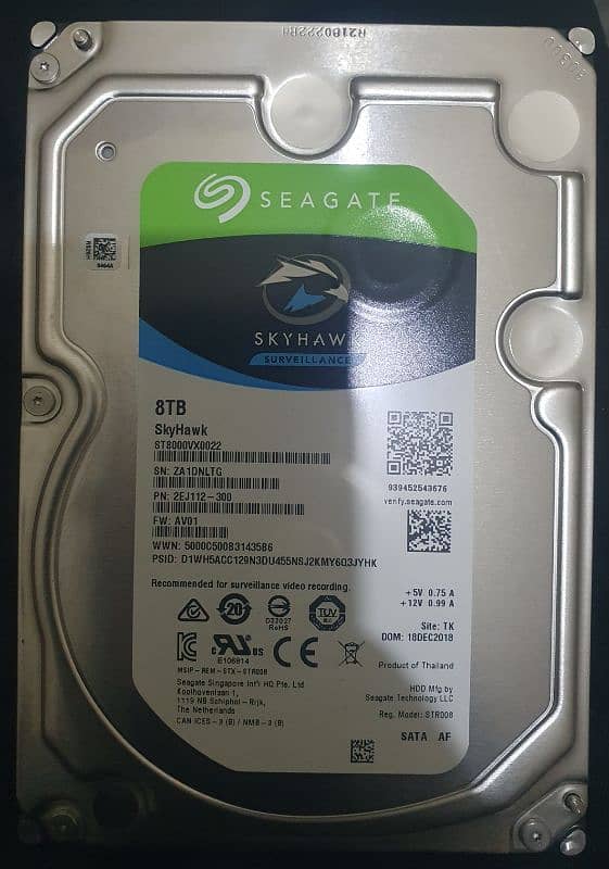 seagate skyhawk survillance 8tb hard drive 100% health 2