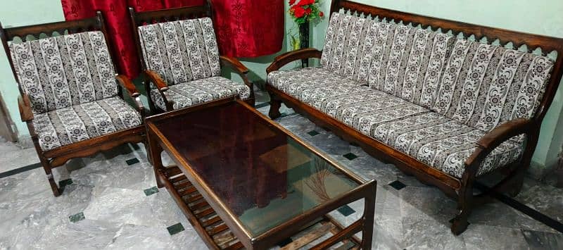 Pure wooden sofa set with table 0