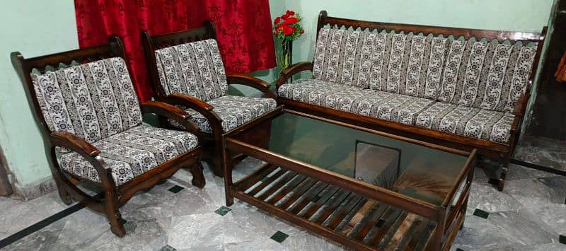 Pure wooden sofa set with table 9