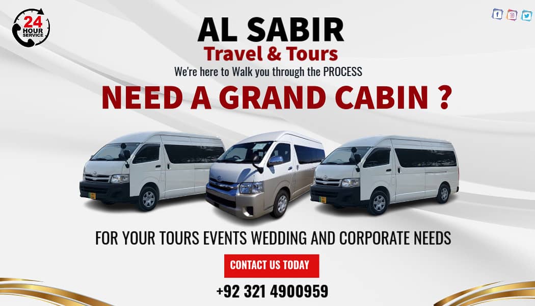 Rent Hiace Grand Cabin Lahore - Luxury Travel, Events, Weddings, Tours 0