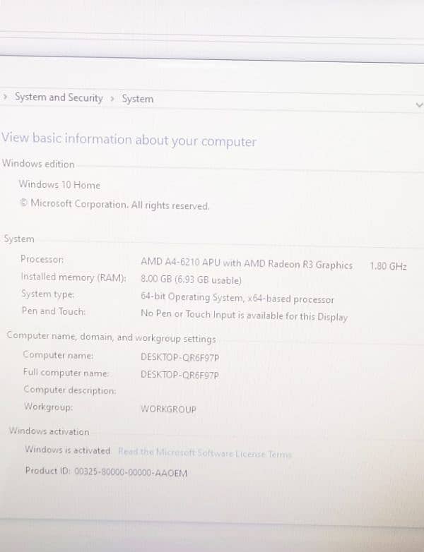 Dell AMD A4 6th Generation 8GB RAM 128GB SSD+500GB HHD GooD Conditions 8