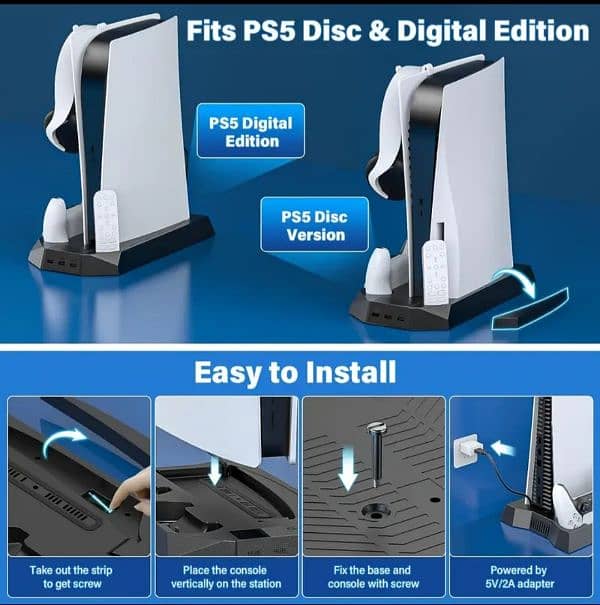 PS5 Stand And Cooling Station With Dual Controller Charging Station 1