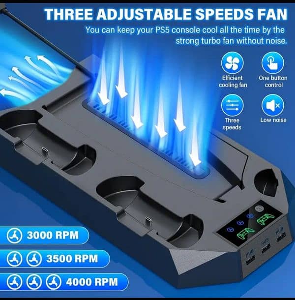 PS5 Stand And Cooling Station With Dual Controller Charging Station 3