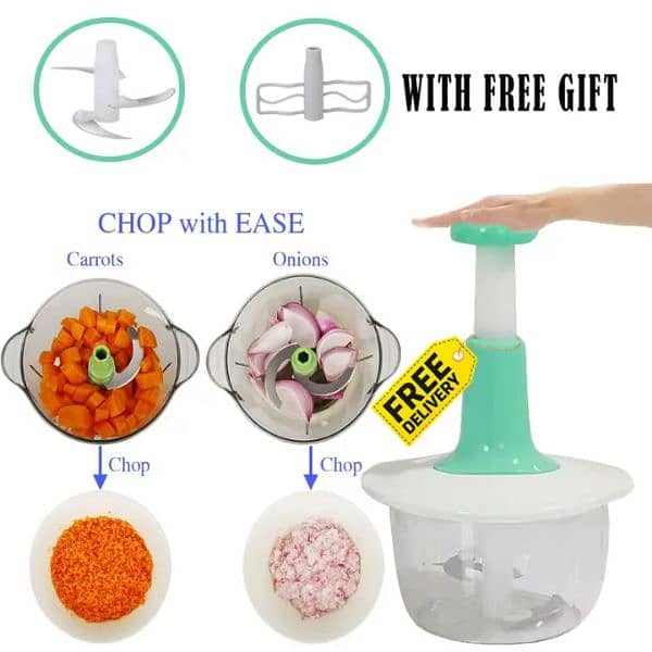 Manual Food Chopper, Multifunctional Hand Push  Chopper 1