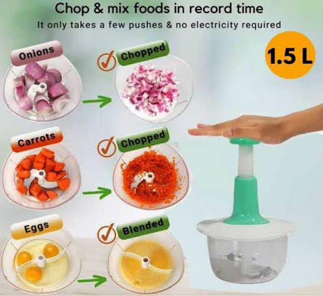 Manual Food Chopper, Multifunctional Hand Push  Chopper 3