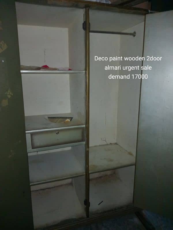 Deco paint wooden 2door almari sale cheap price 0