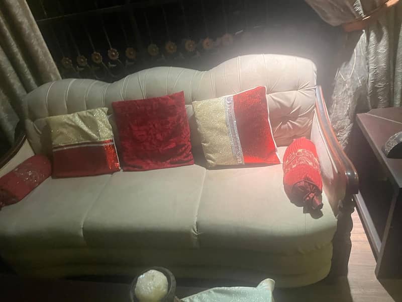 Off White velvet 3 seater sofas 0