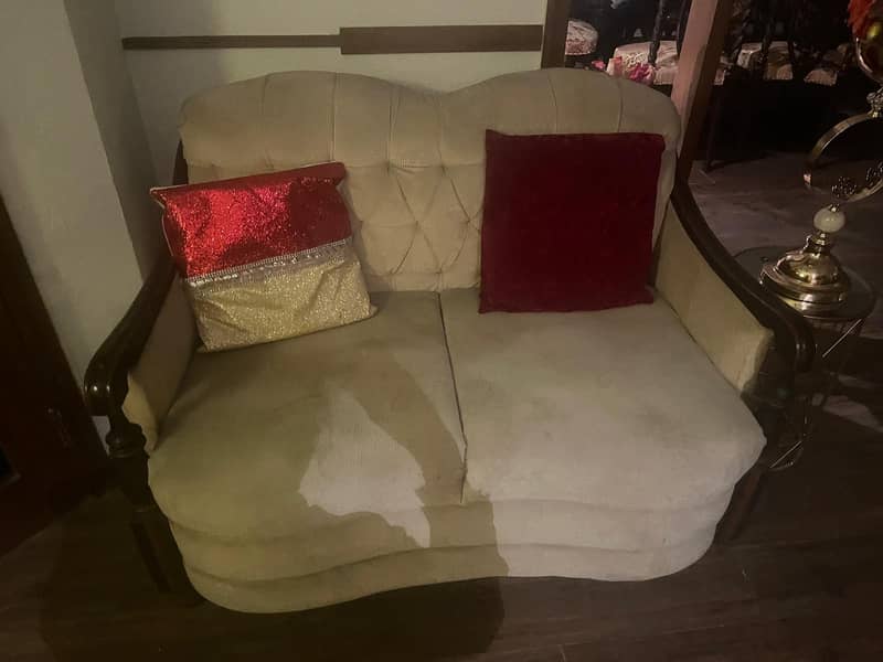 Off White velvet 3 seater sofas 1