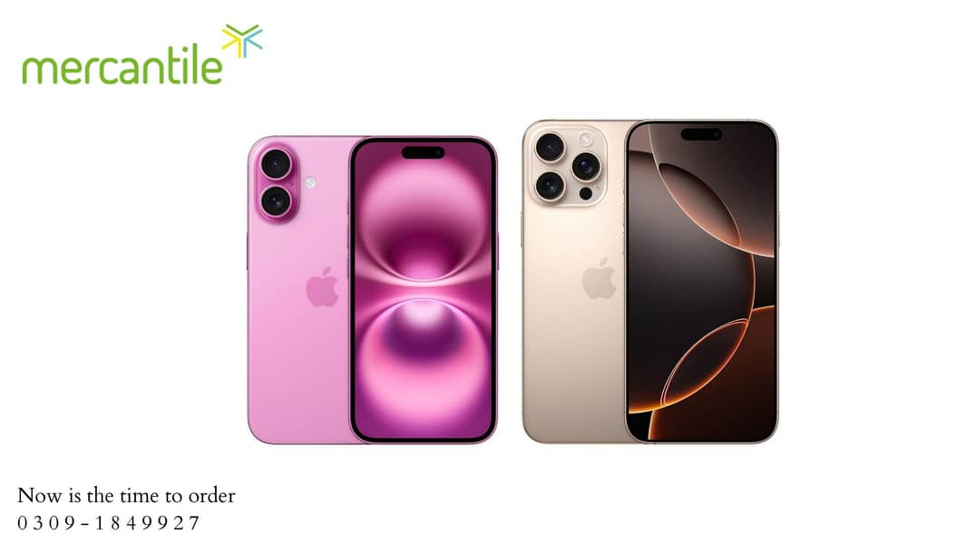 Apple iPhone 16 | 16 Pro | 16 Pro Max Mercantile PTA Approved Ready 0