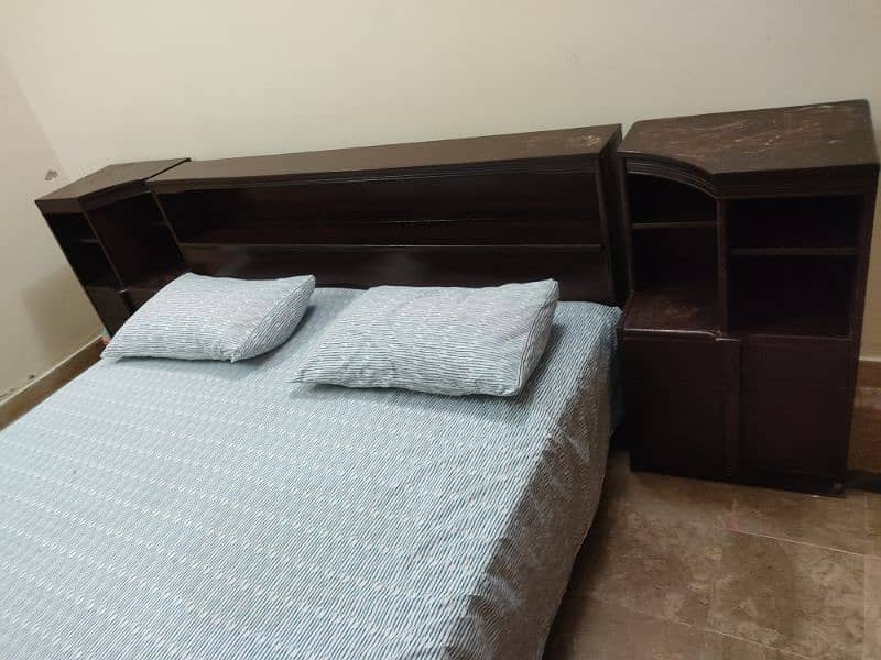 Good quality double bed with 2 side tables for sale 2