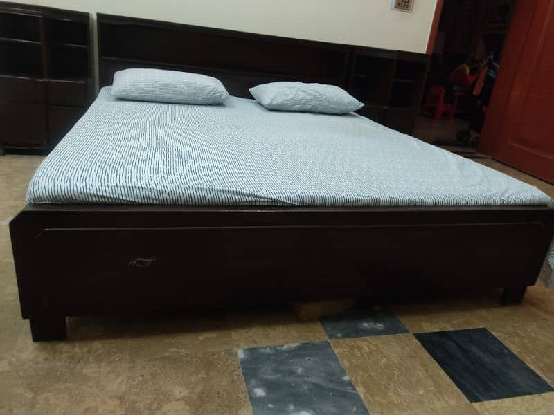 Good quality double bed with 2 side tables for sale 6