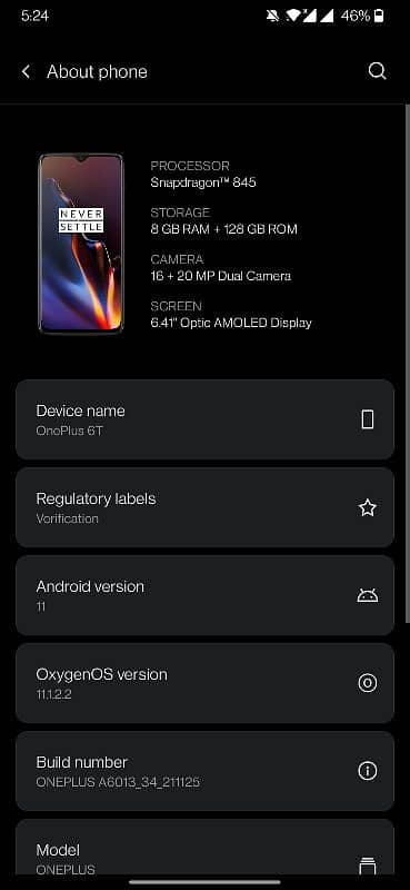 OnePlus 6t, 8 128 1