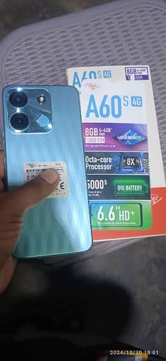 itel a60s 128gb4+4 GB ram Box charge+6 months warranty 10/9.5 conditi