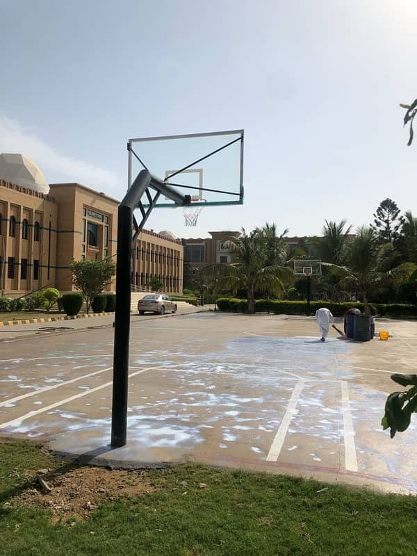 BASKETBALL FIXING GROUND POLE WITH TEMPERED GLASS 0