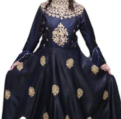 designer fully embroidered silk maxi with heavy neck work