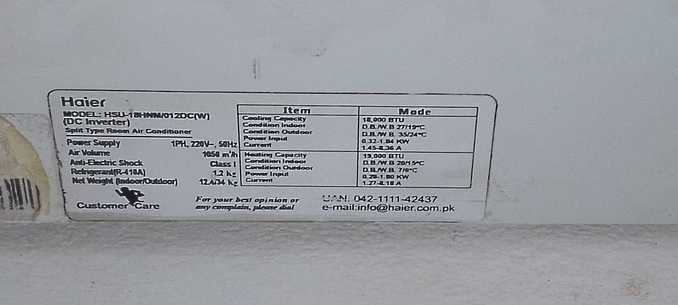 Haier 1.5 Ton Split Inverter AC for sale Very good Condition. (R-410A) 17