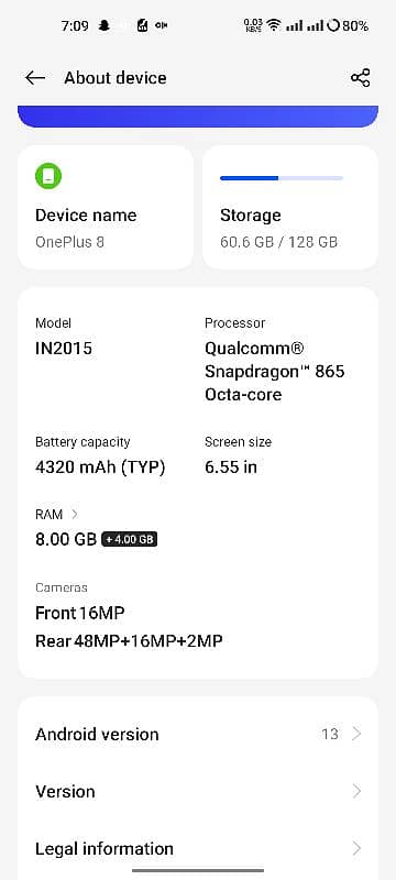 one plus 8 hai good battery saaf mobile urgent sail 2