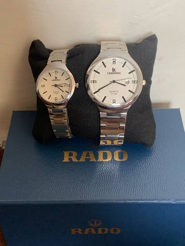 Premium Couple Watches in white or Black Colour with Rolex Box packing 4