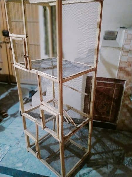 3 portion wooden cage for birds 1