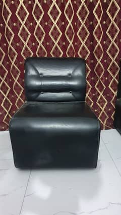 Black Leather Office Sofa Set (4 Piece)