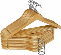 Wooden Cloth Hangers Non Slip Pants Bar Coat Hanger 360° Swivel Hook