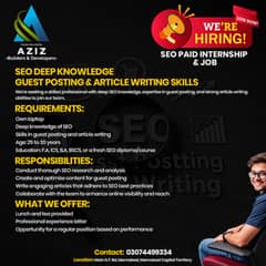 SEO Paid Internship & Job Available in Rawalpindi.