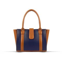 Coral Blue PU leather Shoulder bag , blue