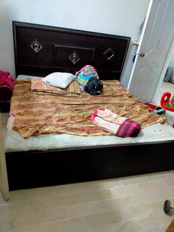 Urgent Sale Bed, Almirah, Showcase without Mattress 2