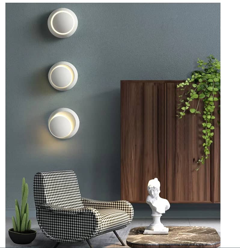 LED Modern Wall Beside Lamp Adjustable Round Moon Light Room Bathroom 5