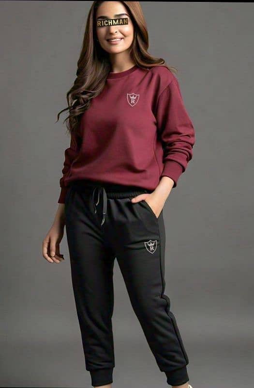 2 Pcs Unisex Fleece Plain Tracksuit (03273712764) 2