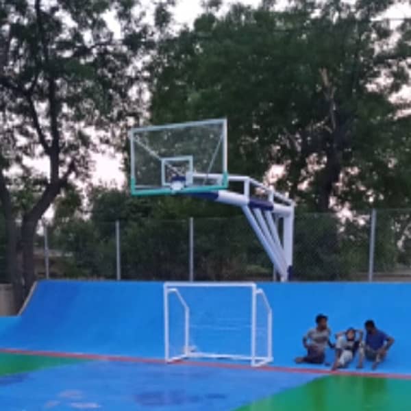 BASKETBALL FIXING GROUND POLE WITH Tempered Glass board 1