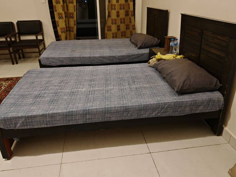 2 single beds(without mattress) 3