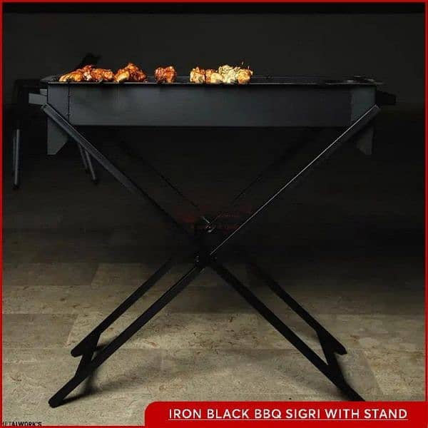 BBQ Hand Grill With Stand Adjustable (Premium Quality) 0