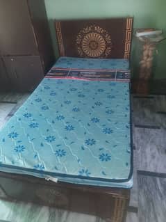 wooden single bed with medicated matress